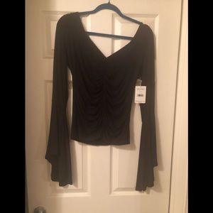Brand New Black Free People bell sleeve top size M